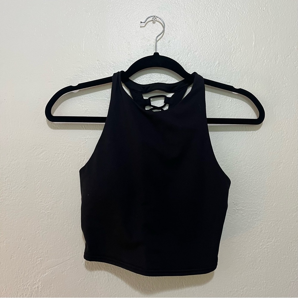 ALO Yoga Black Crop Tank Top with Cut Out